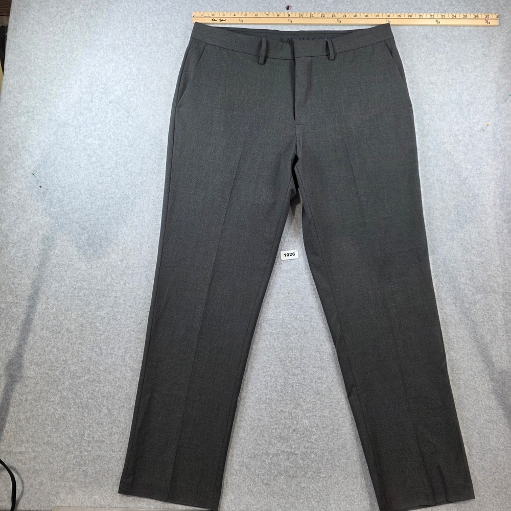 J.M. Haggar Mens Slim Fit Dress Pants Charcoal Gray 36x30 Flat Front Trousers